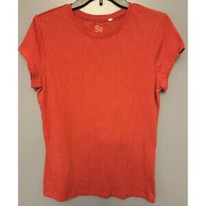 SO Women’s Top XL   Pink Short Sleeve Round Neck Solid Casual Pullover